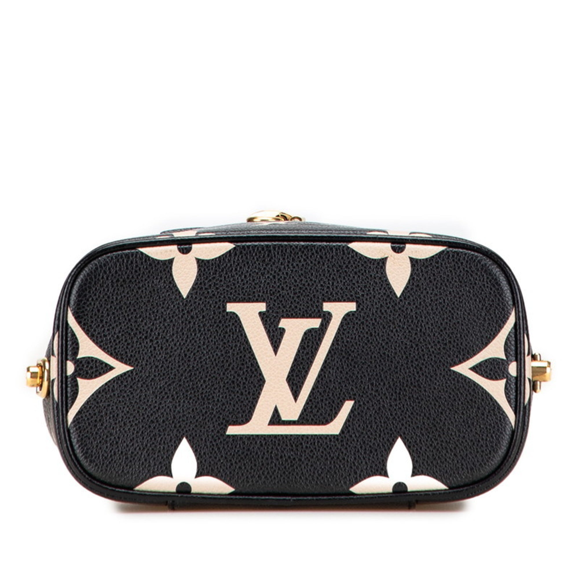 Louis Vuitton Beige Black Monogram Leather Shoulder Bag Vanity Bag