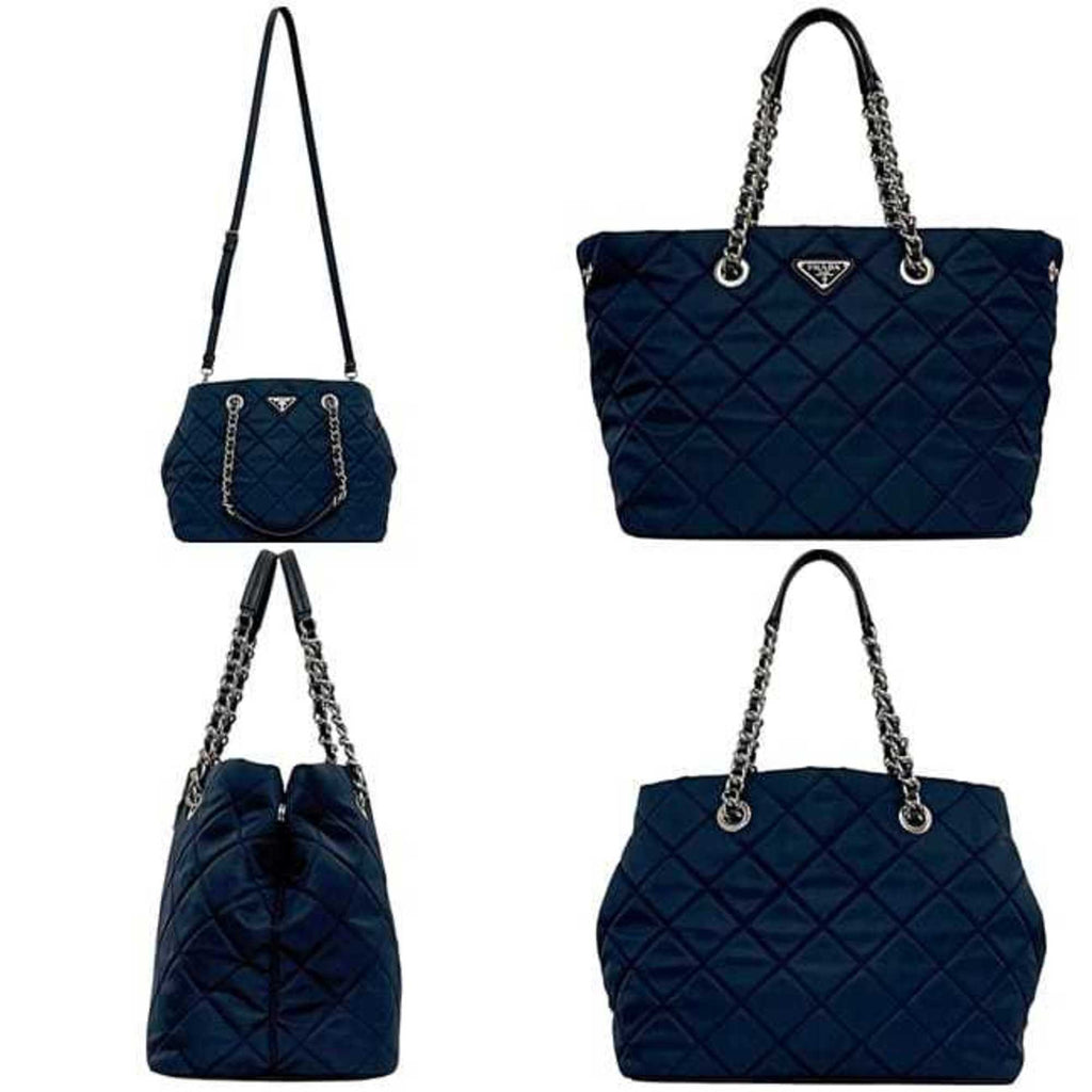 Prada Navy Nylon Saffiano Triangle Shoulder Bag Tote Bag