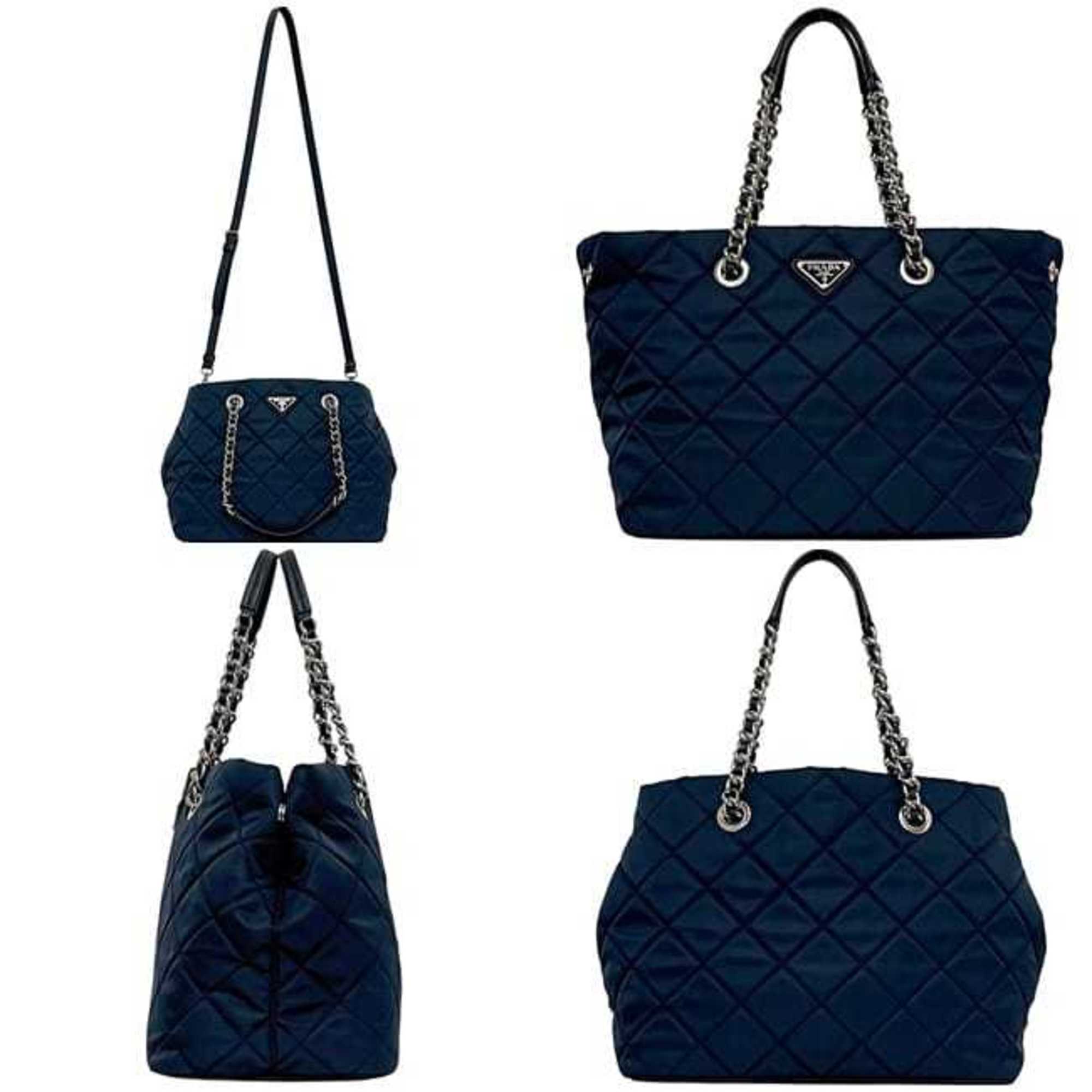 Prada Navy Nylon Saffiano Triangle Shoulder Bag Tote Bag