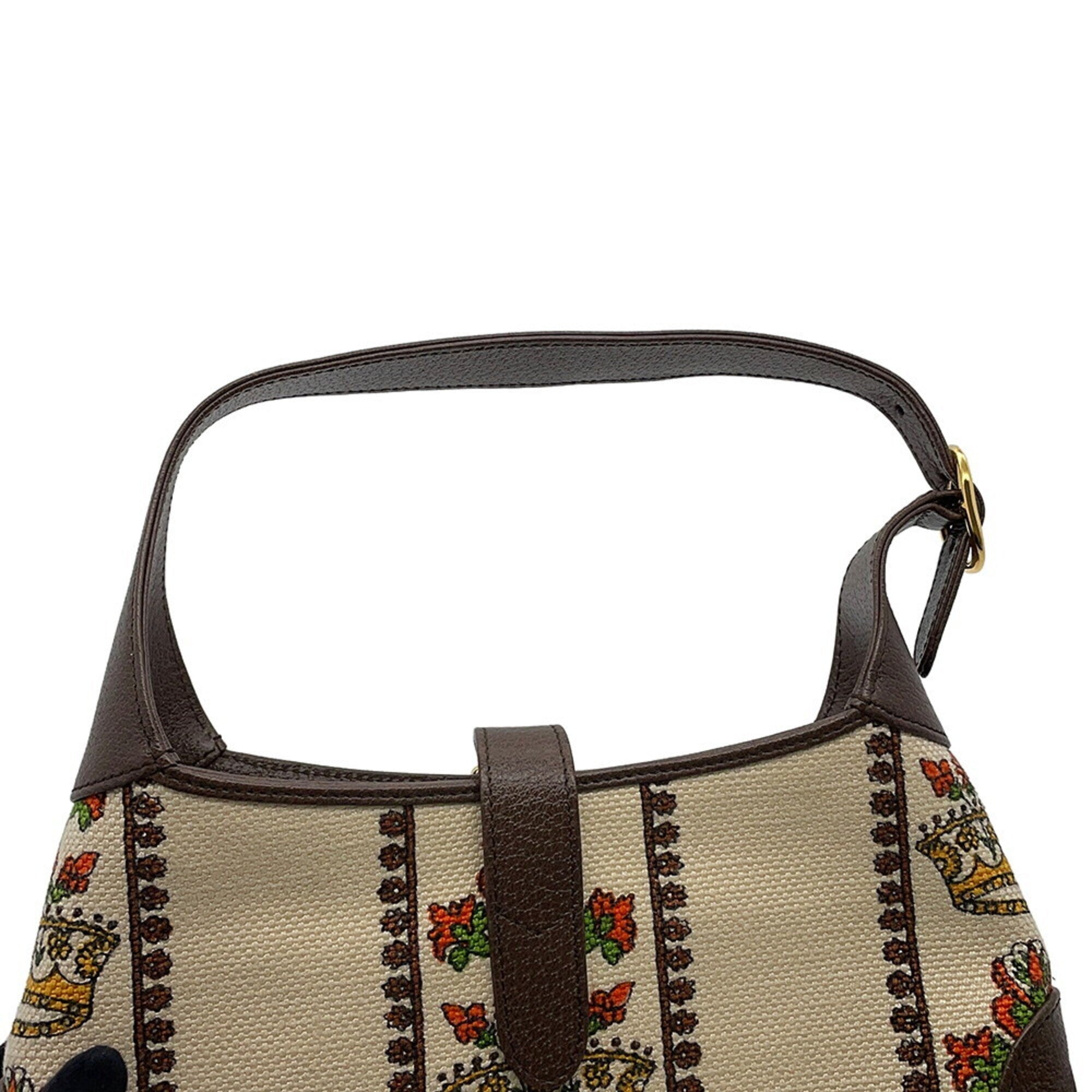 Gucci Brown Multi-Color Canvas Leather Handbag Shoulder Bag (Pre-Owned)