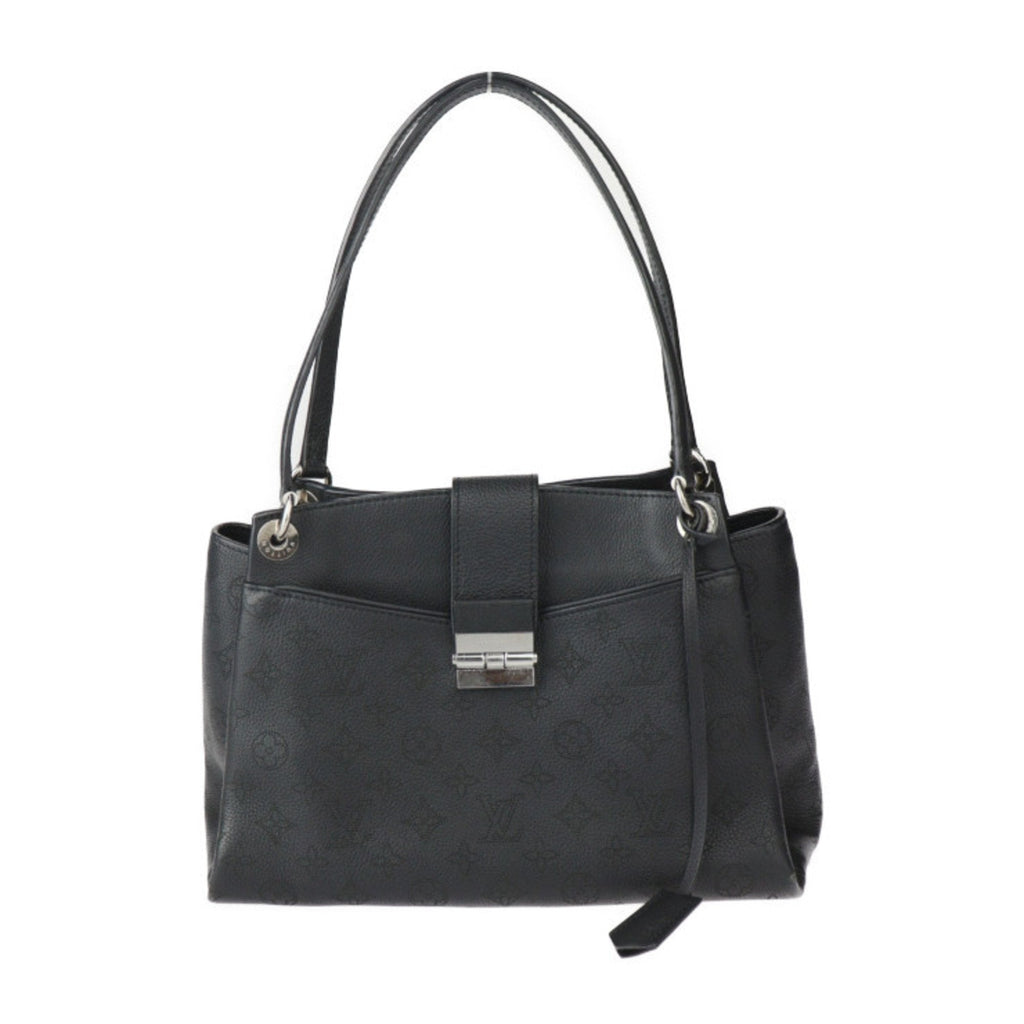Louis Vuitton Black Leather Handbag Shoulder Bag Tote Bag