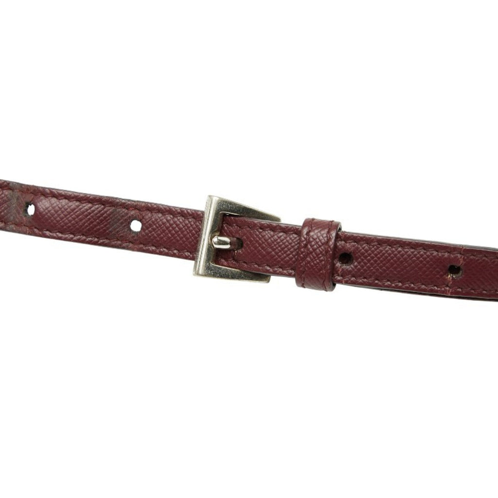Prada Saffiano Bordeaux Wine Leather Handbag Shoulder Bag