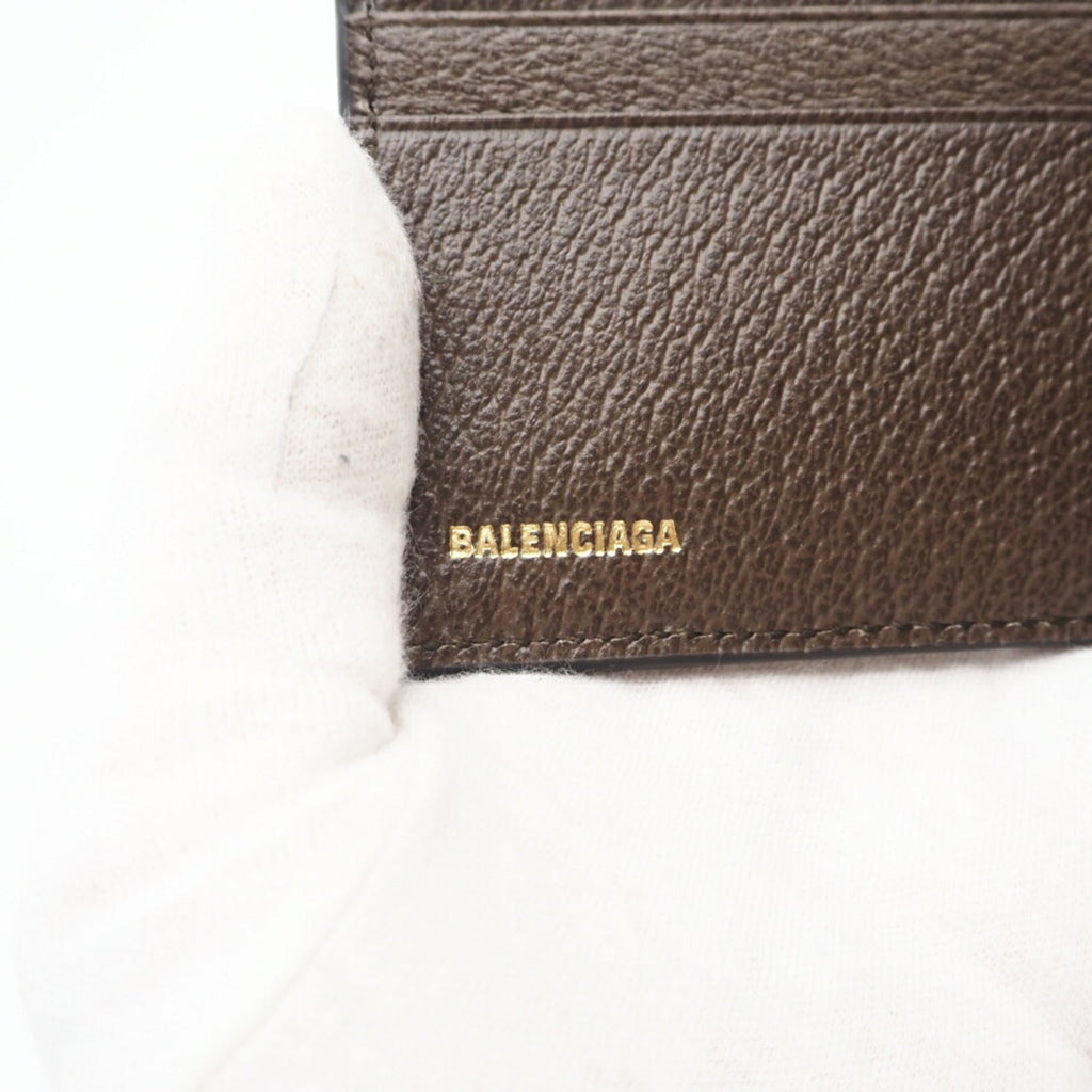 Balenciaga Beige Coated Canvas Leather Wallet (Bi-Fold)