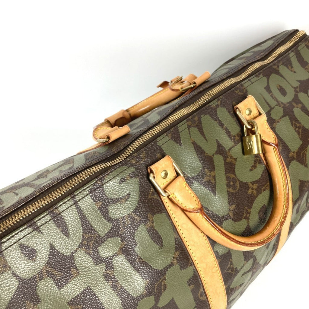 Louis Vuitton Monogram Graffiti Brown Khaki Monogram Graffiti Boston Bag Handbag