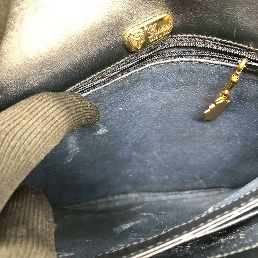 Gucci Navy Micro Gg Leather Leather Shoulder Bag (Pre-Owned)