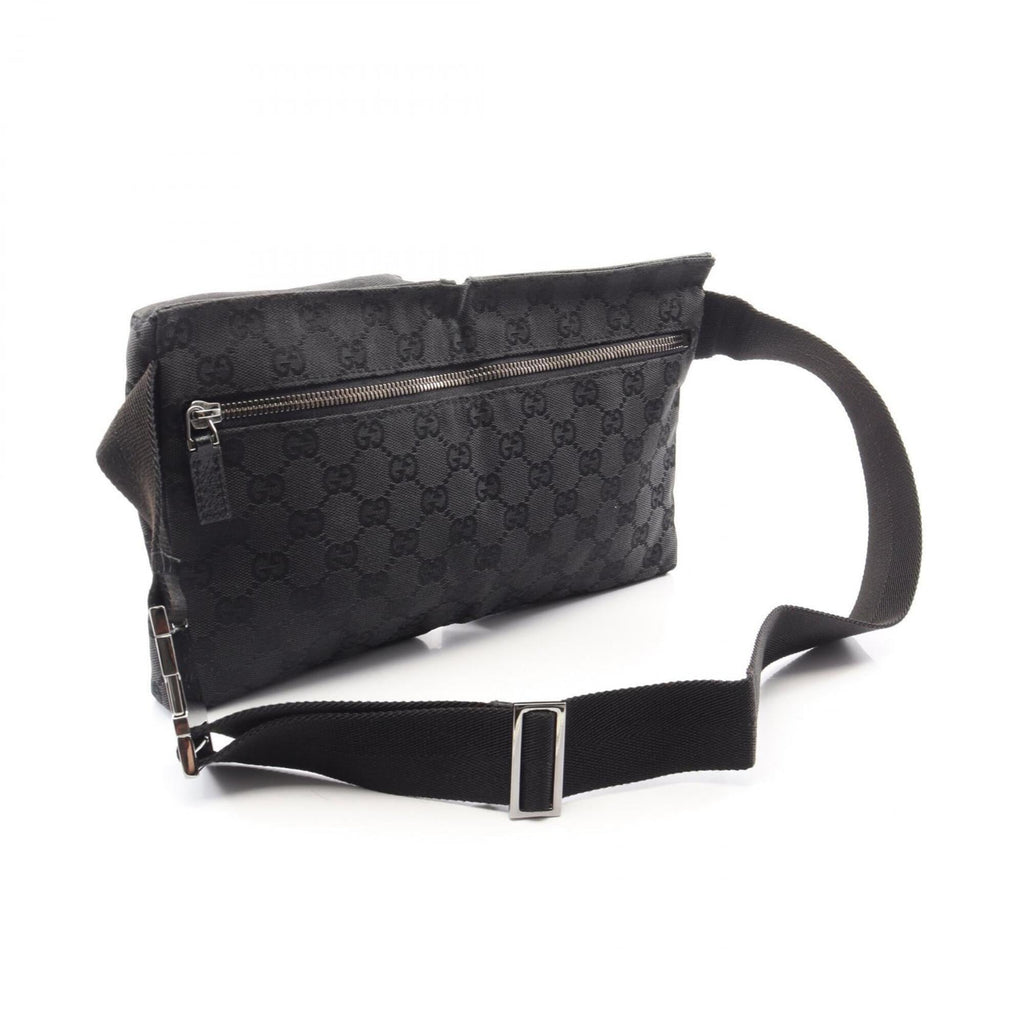 Gucci Black Canvas Leather Fanny Pack Handbag (Pre-Owned)