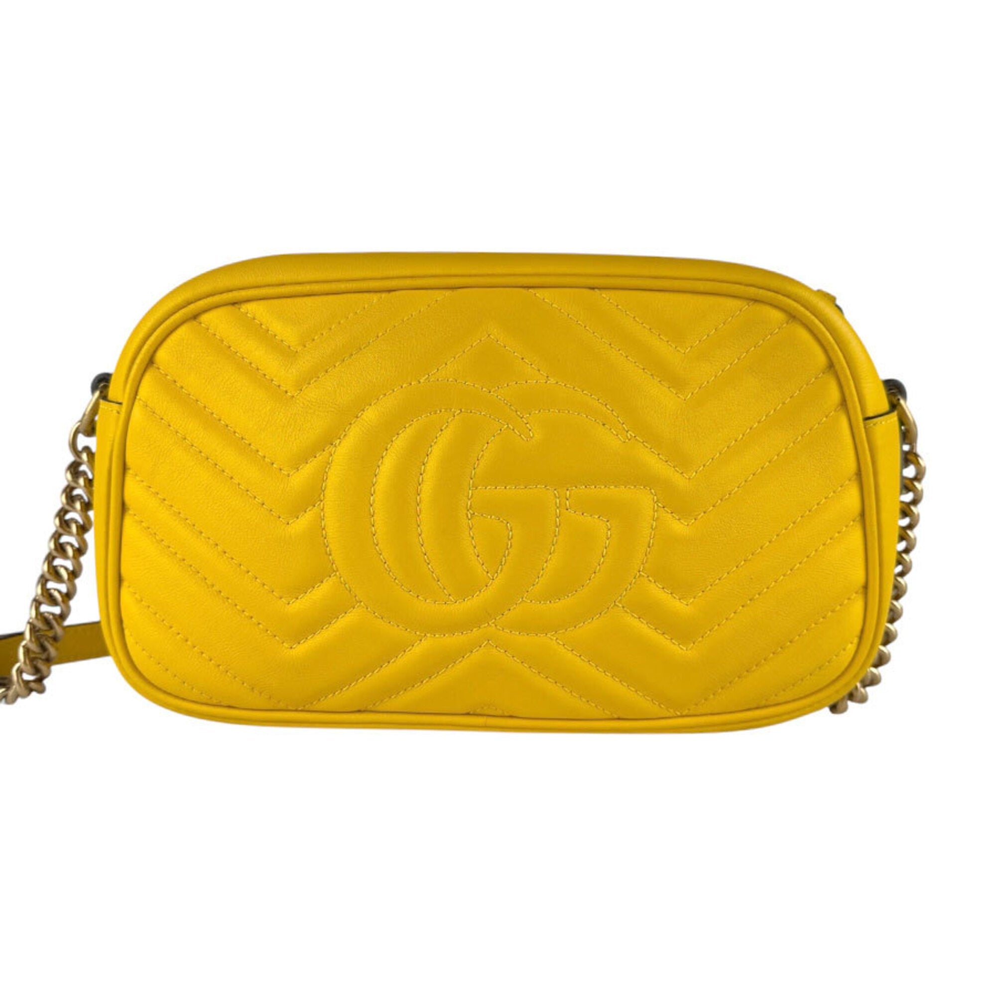 Gucci Gold Yellow Leather Metal Shoulder Bag (Pre-Owned)