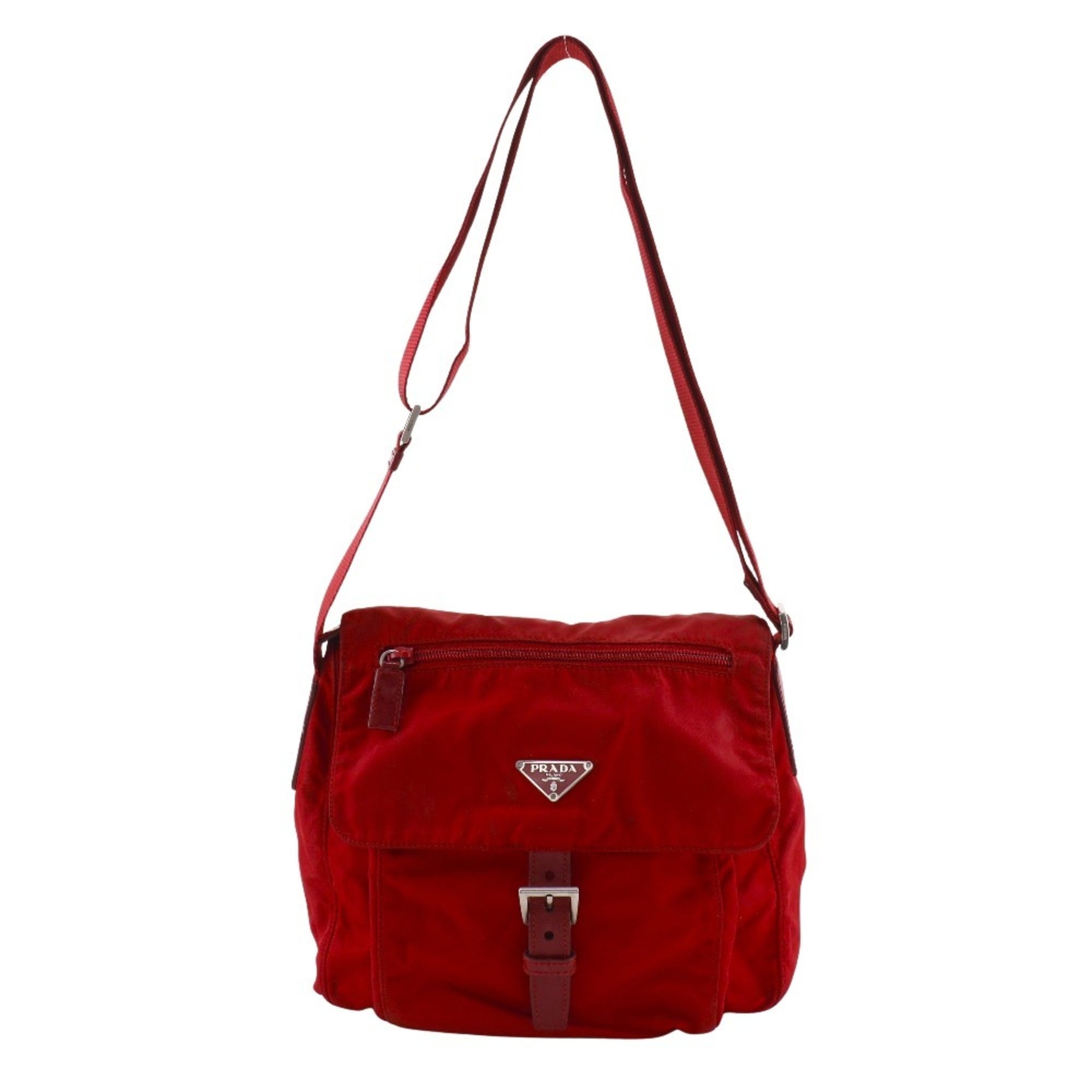 Prada Red Color Nylon Shoulder Bag