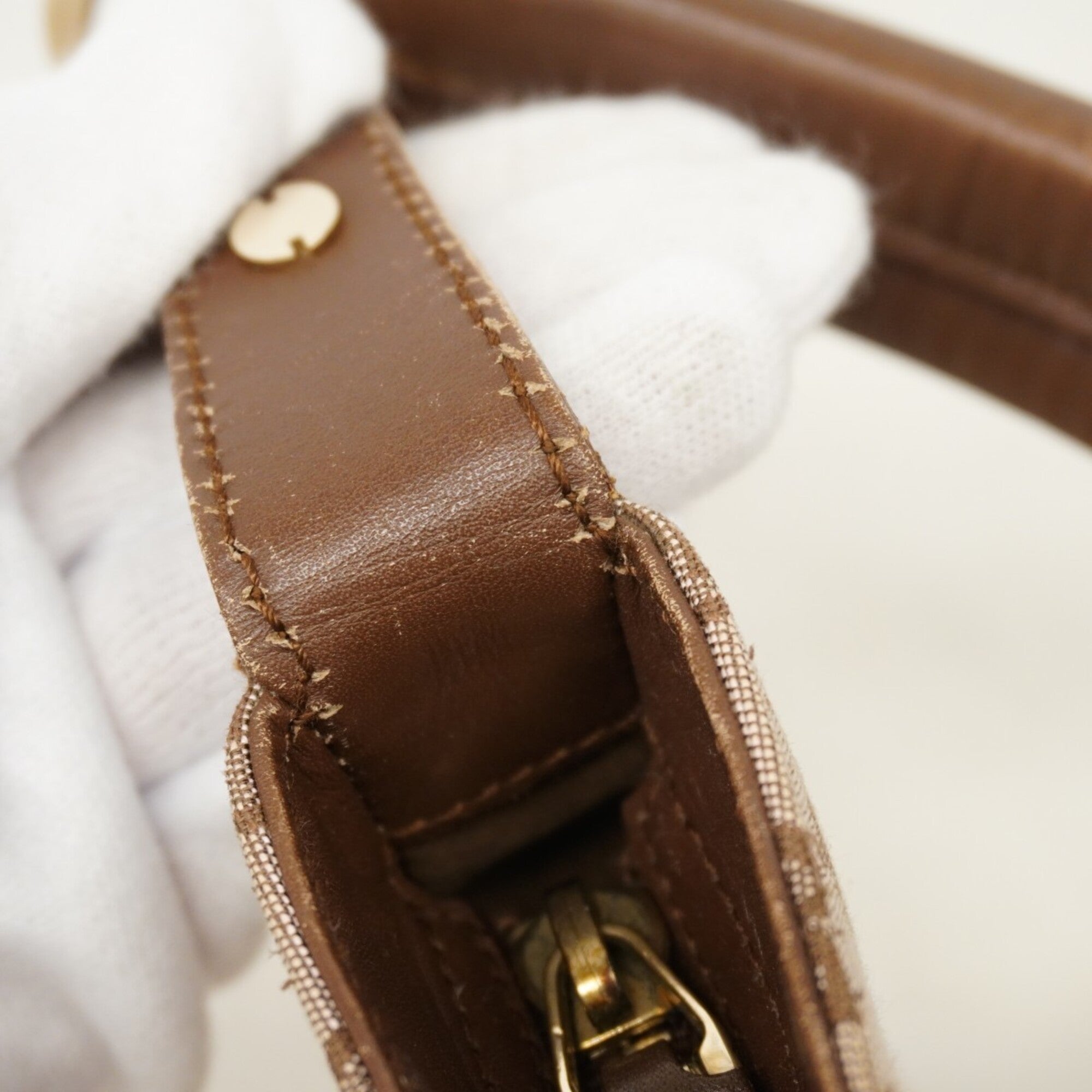 Gucci Brown Canvas Leather Handbag (Pre-Owned)