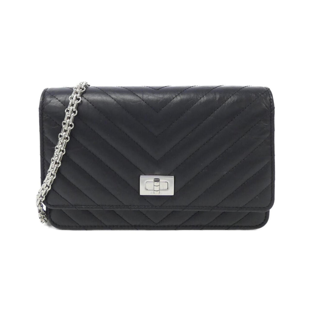 Chanel Black Leather Chain/Shoulder Wallet