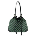 Gucci Black Green Gg Canvas Leather Shoulder Bag (Pre-Owned)
