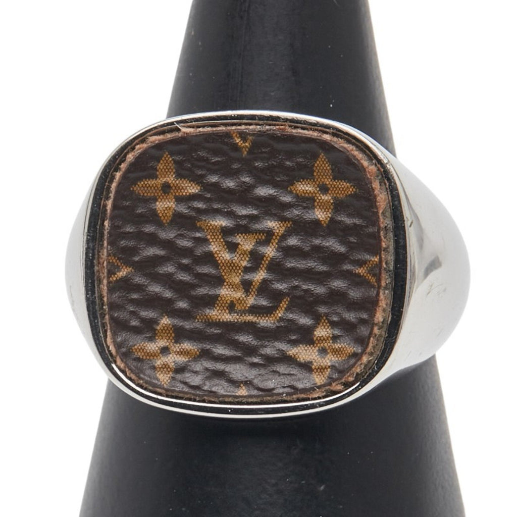 Louis Vuitton Silver Brown Band Ring