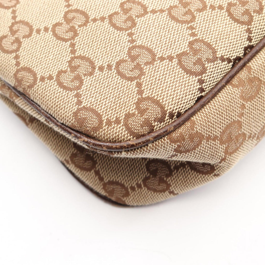 Gucci Beige Brown Canvas Leather Handbag Shoulder Bag (Pre-Owned)
