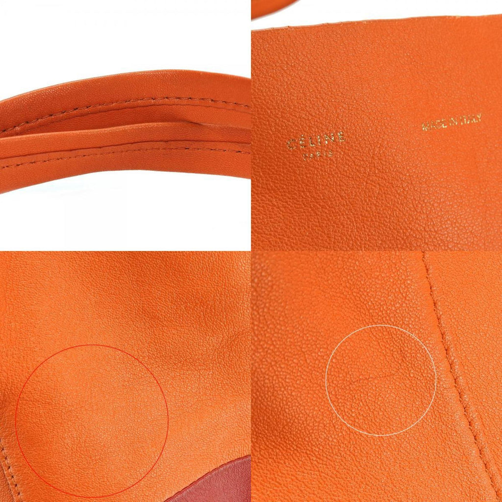 Celine Orange Red Leather Tote Bag