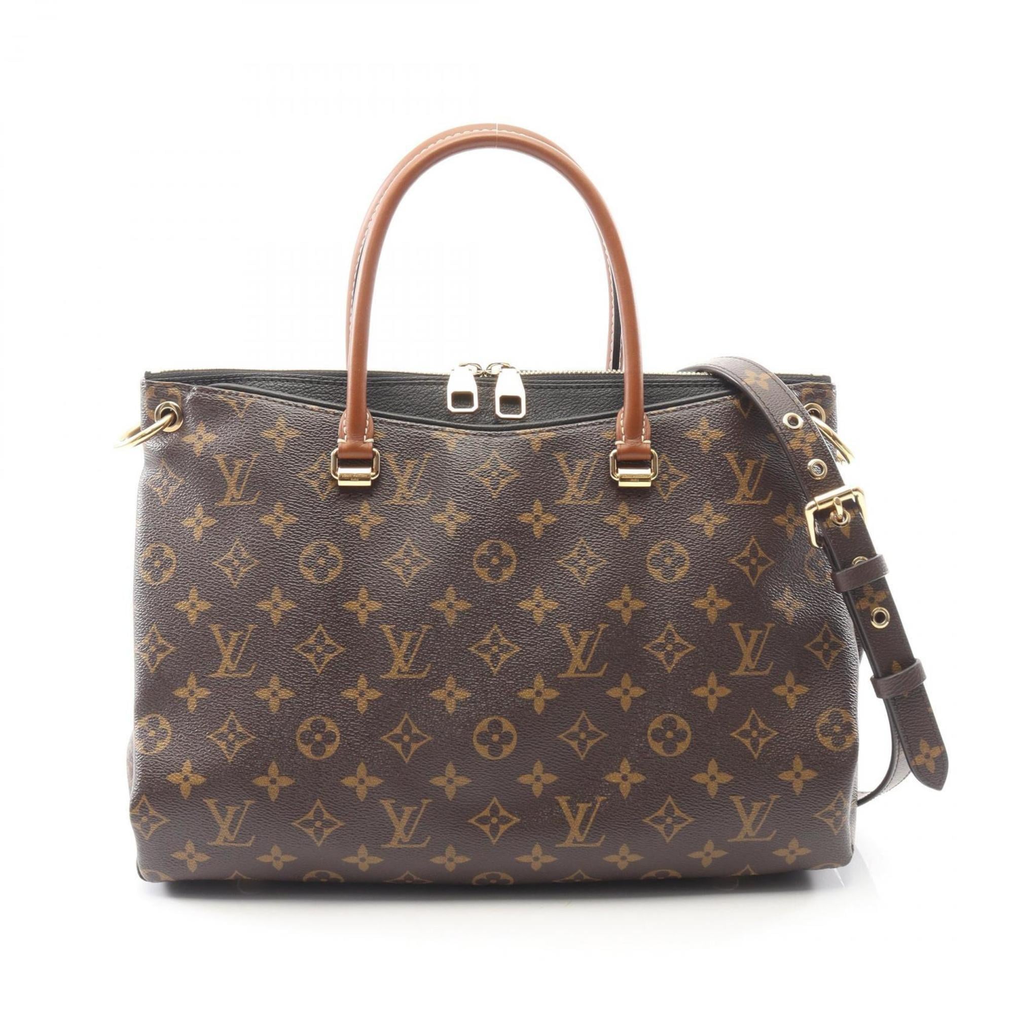 Louis Vuitton Black Brown Noir Coated Canvas Leather Handbag