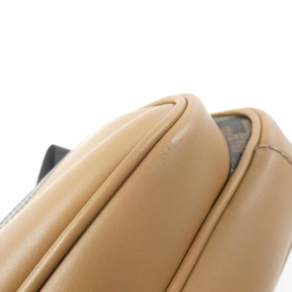 Fendi Sand Coated Canvas Leather Shoulder Bag