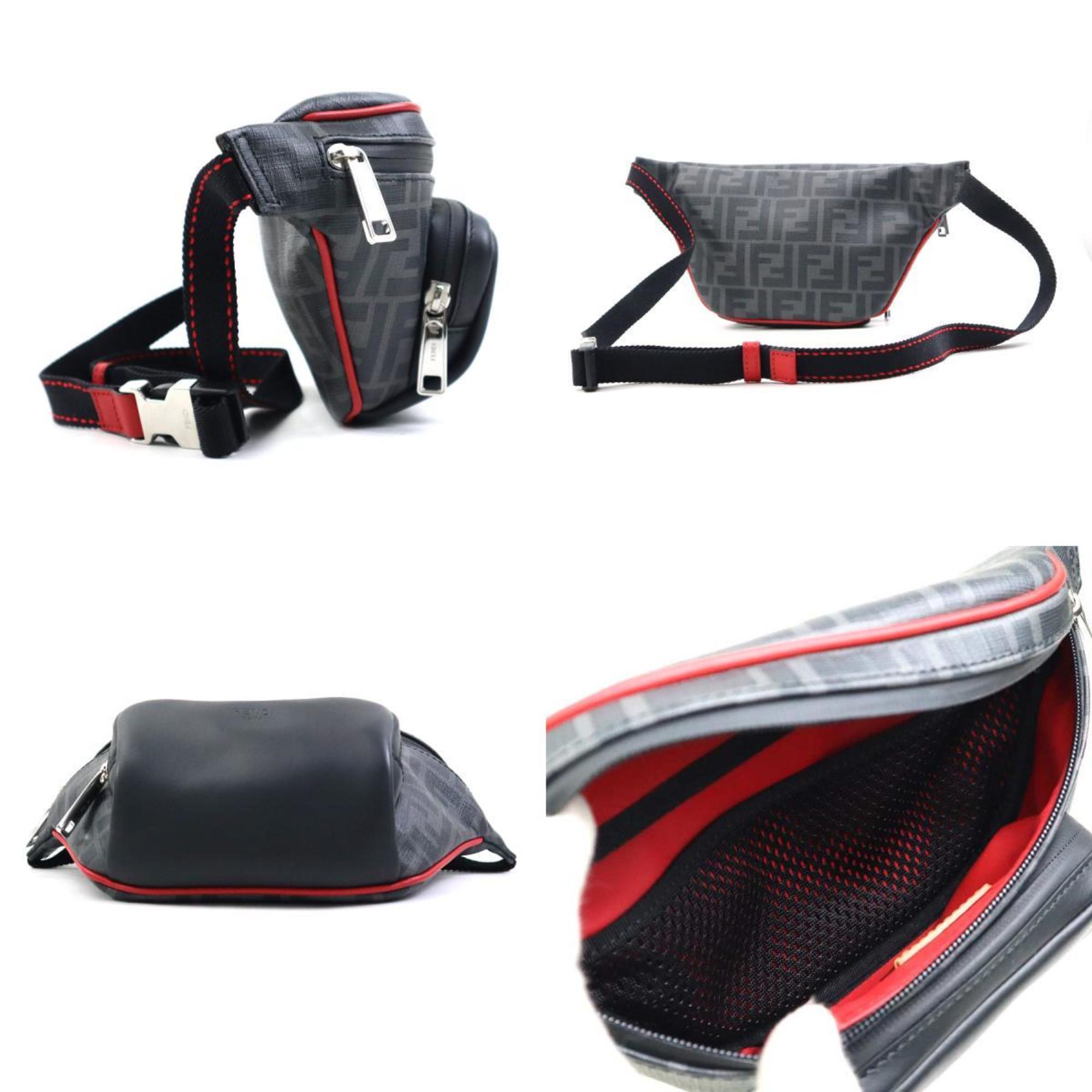 Fendi Black Red Color Leather Fanny Pack
