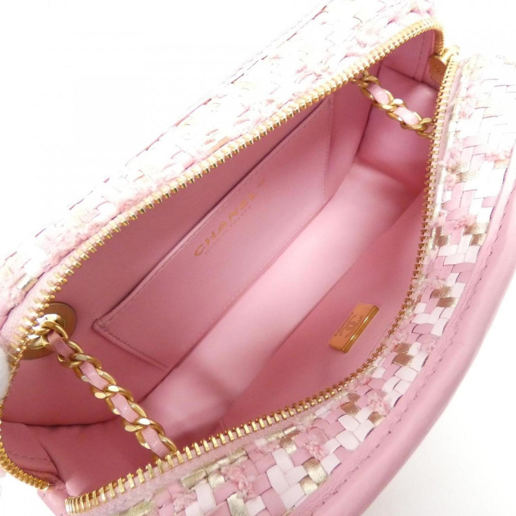 Chanel Gold Pink Viscose Leather Shoulder Bag