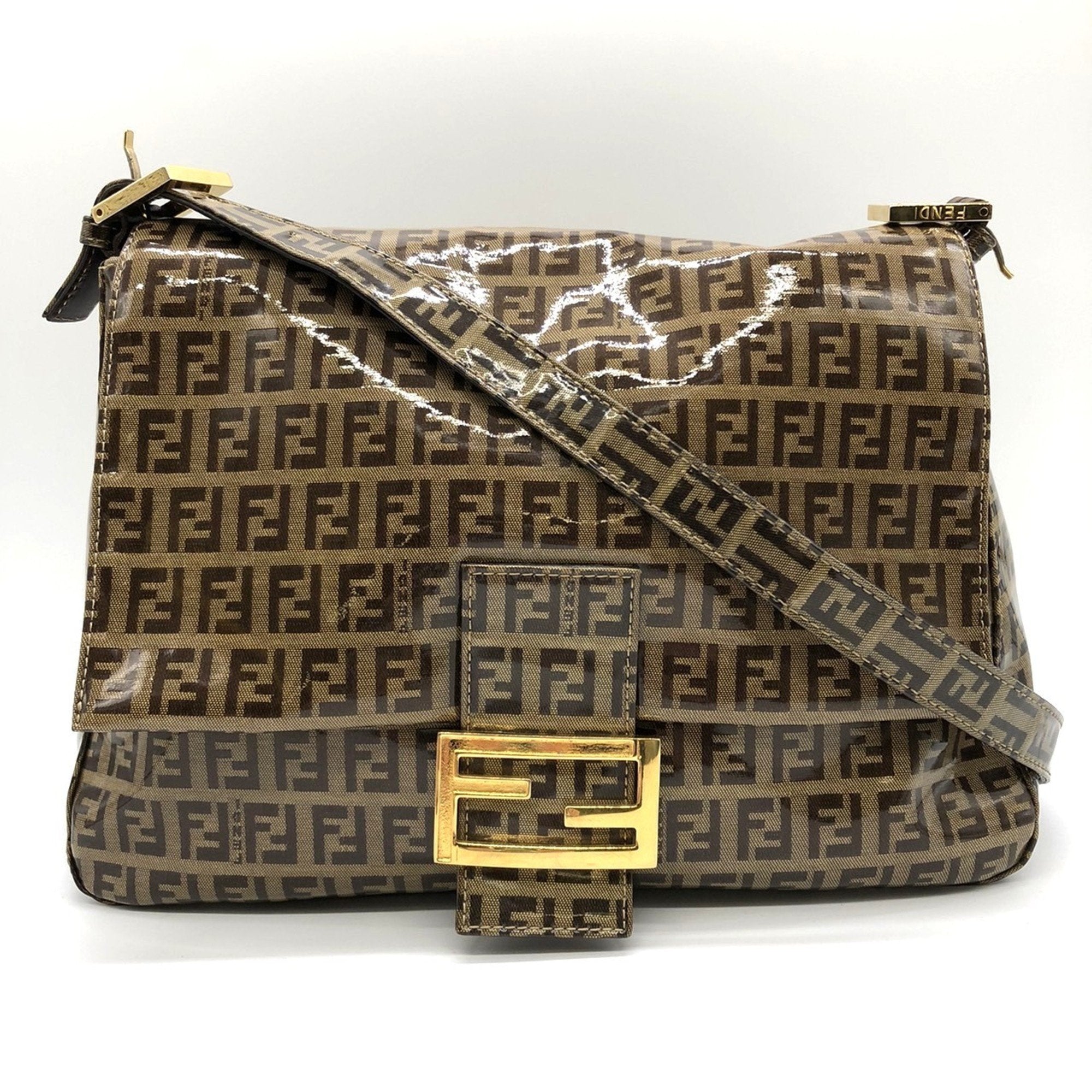 Fendi Zucchino Brown Nylon Shoulder Bag