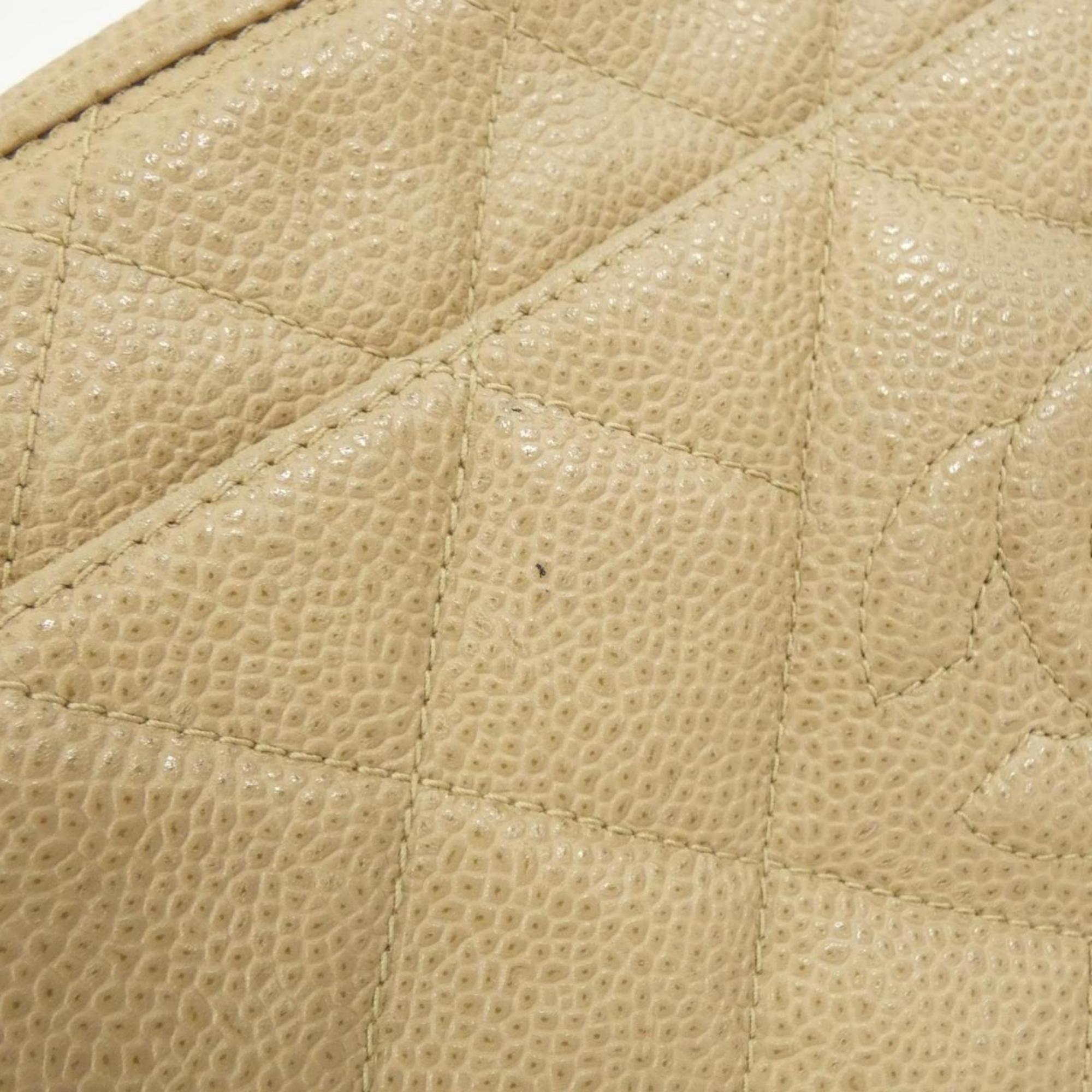 Chanel Beige Grained Calfskin Shoulder Bag