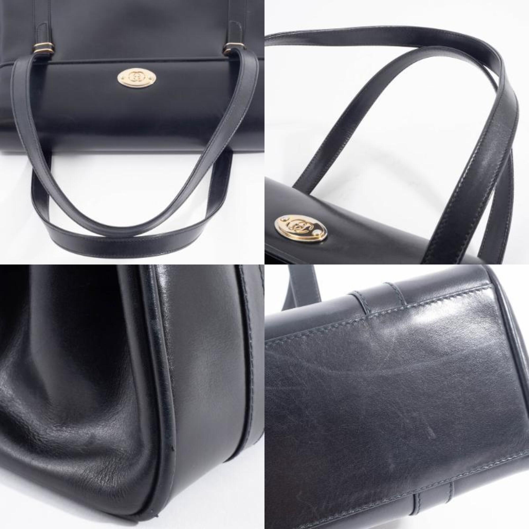 Gucci Black Leather Shoulder Bag Tote Bag (Pre-Owned)