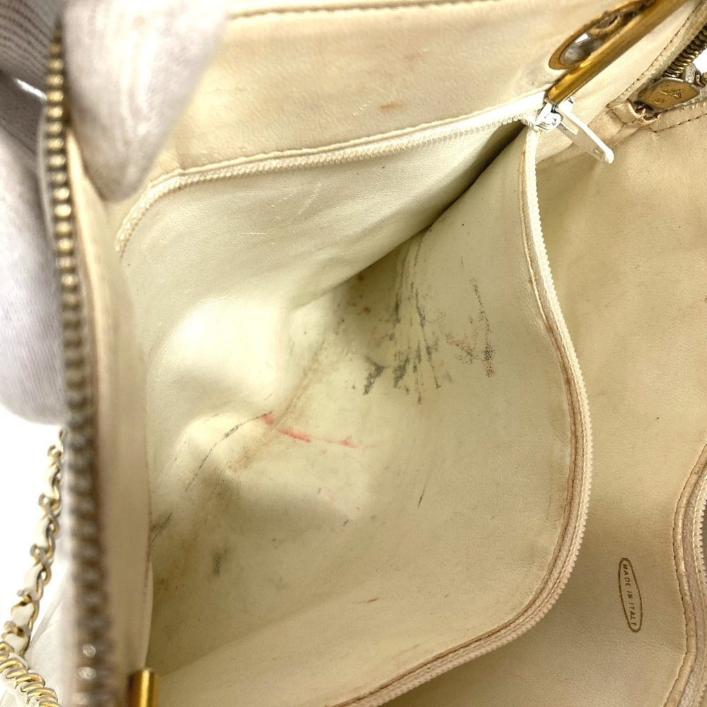 Chanel White Leather Shoulder Bag