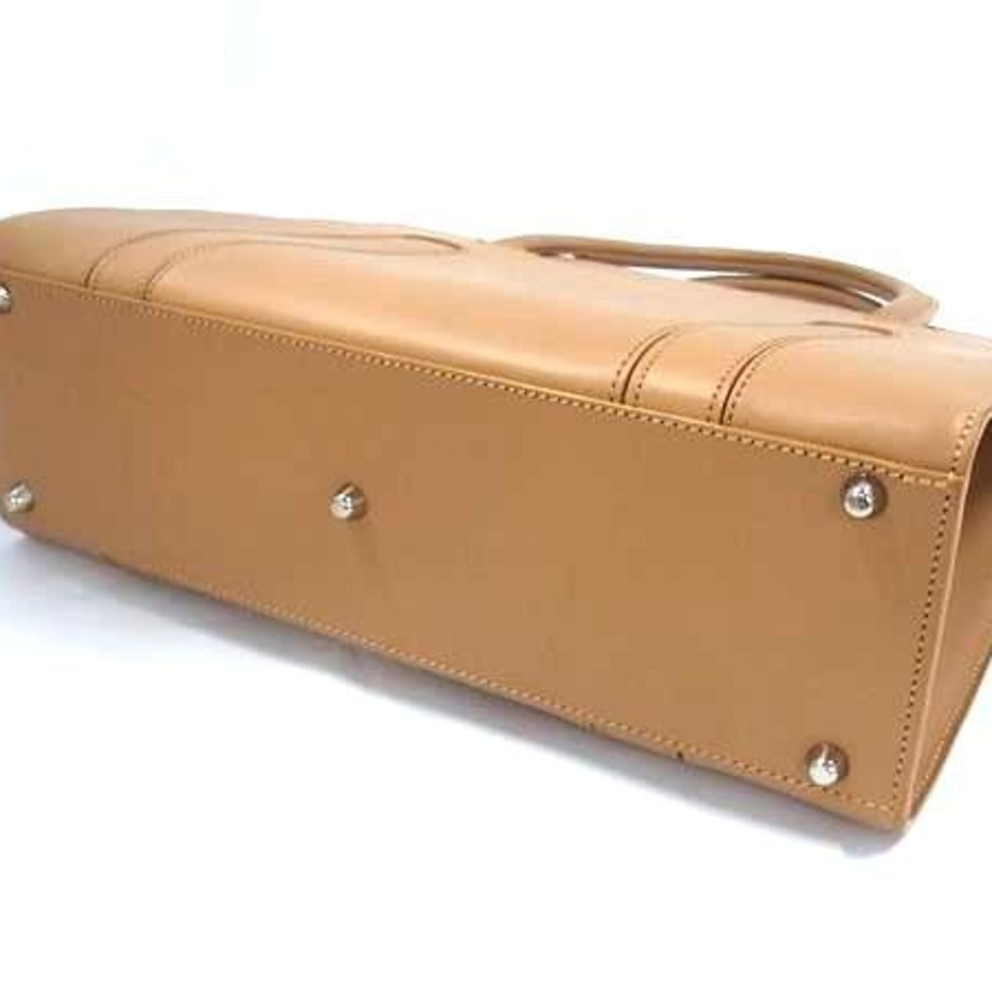 Christian Dior Brown Leather Handbag Shoulder Bag Tote Bag (Pre-Owned)