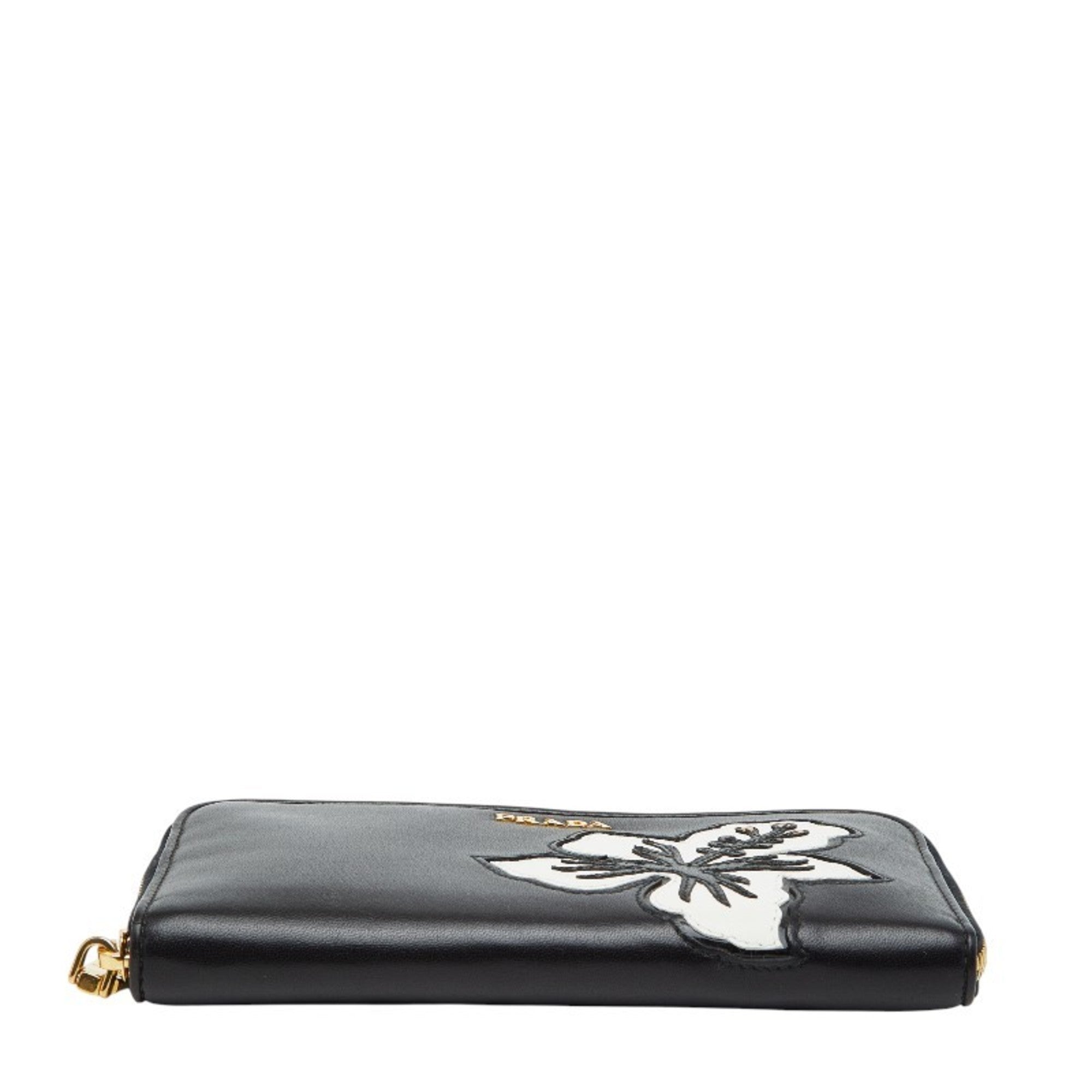 Prada Black Leather Long Wallet (Bi-Fold)