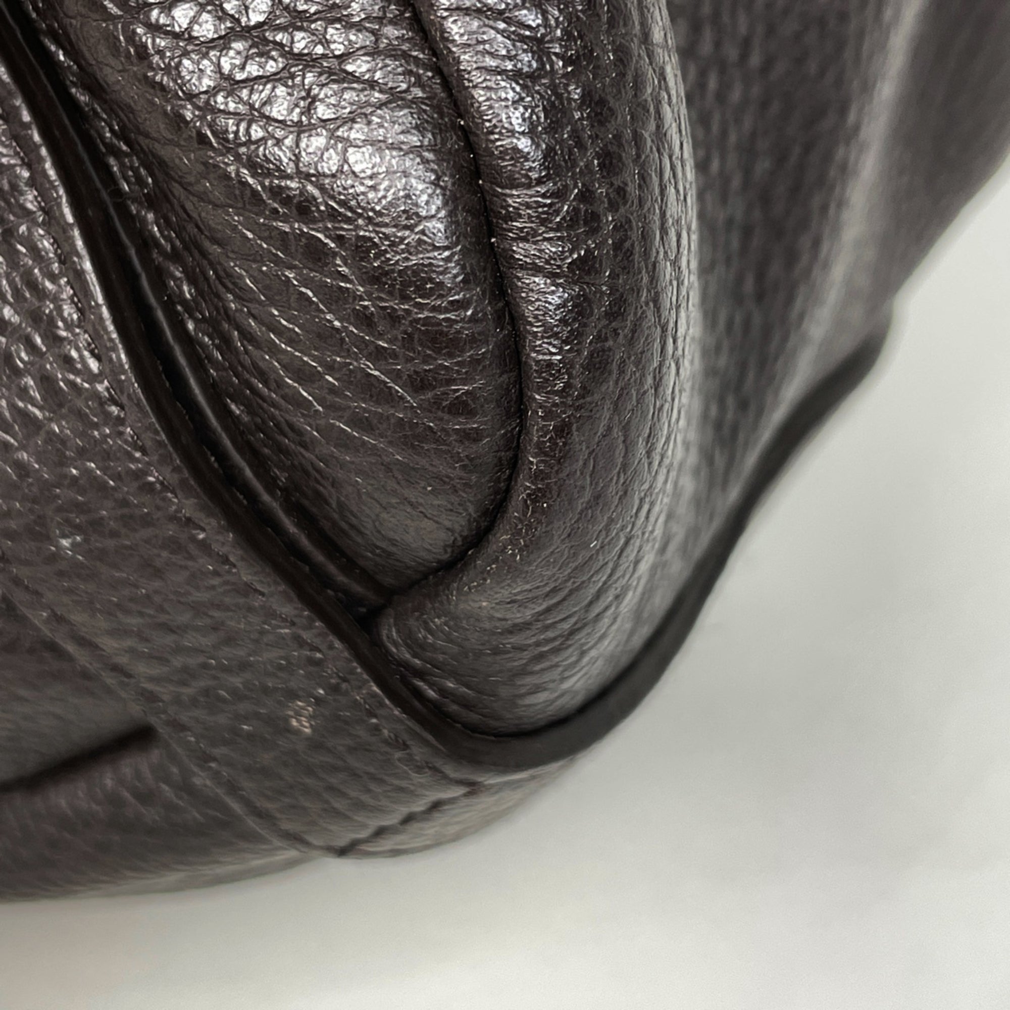 Gucci Dark Brown Leather Handbag Tote Bag (Pre-Owned)