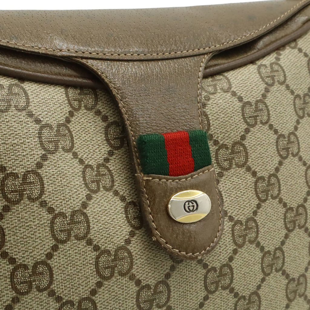 Gucci Gg Plus Beige Brown Green Red Color Coated Canvas Leather Pochette Shoulder Bag (Pre-Owned)
