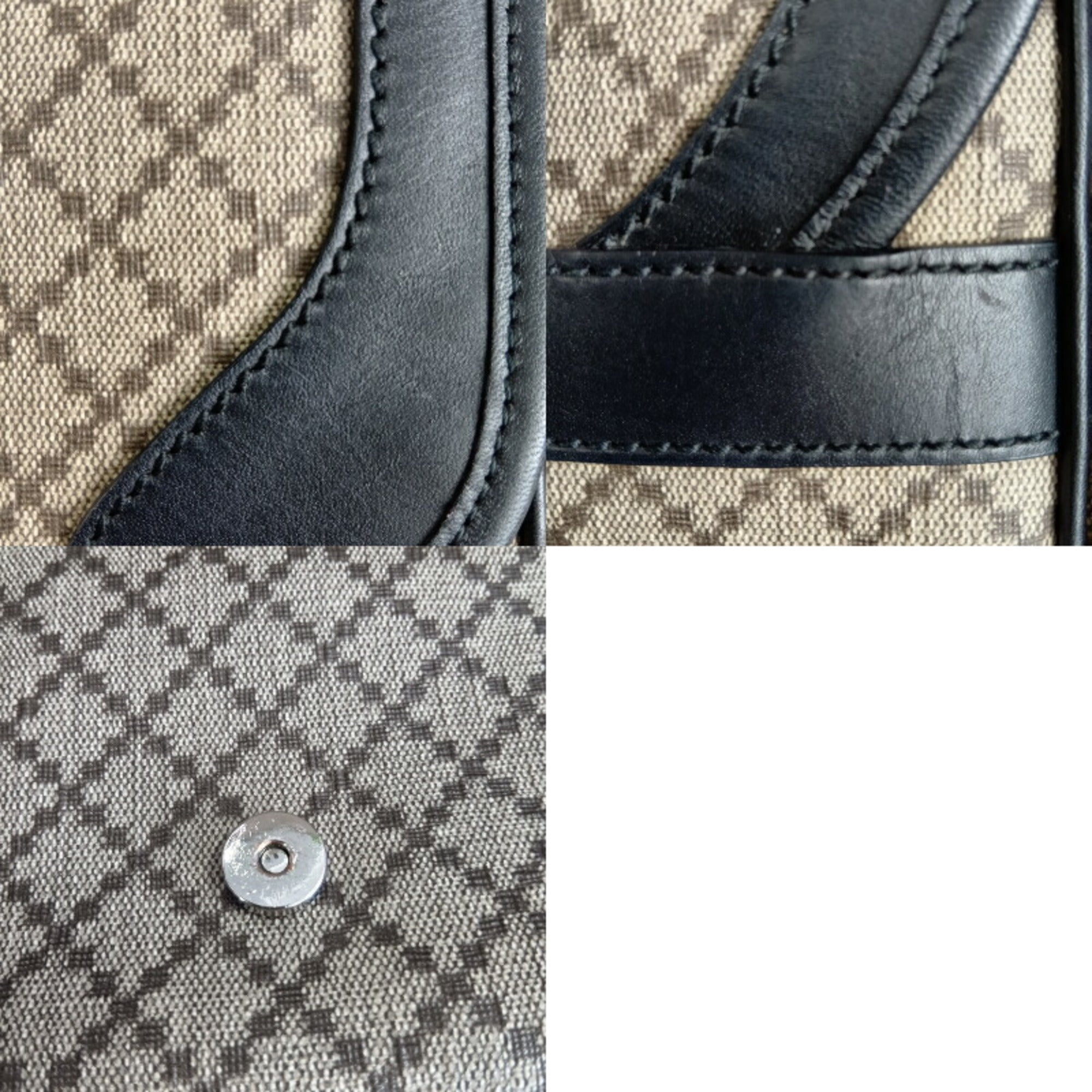 Gucci Beige Black Pvc Leather Shoulder Bag (Pre-Owned)