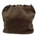 Gucci Gg Canvas Brown Gg Canvas Leather Shoulder Bag (Pre-Owned)