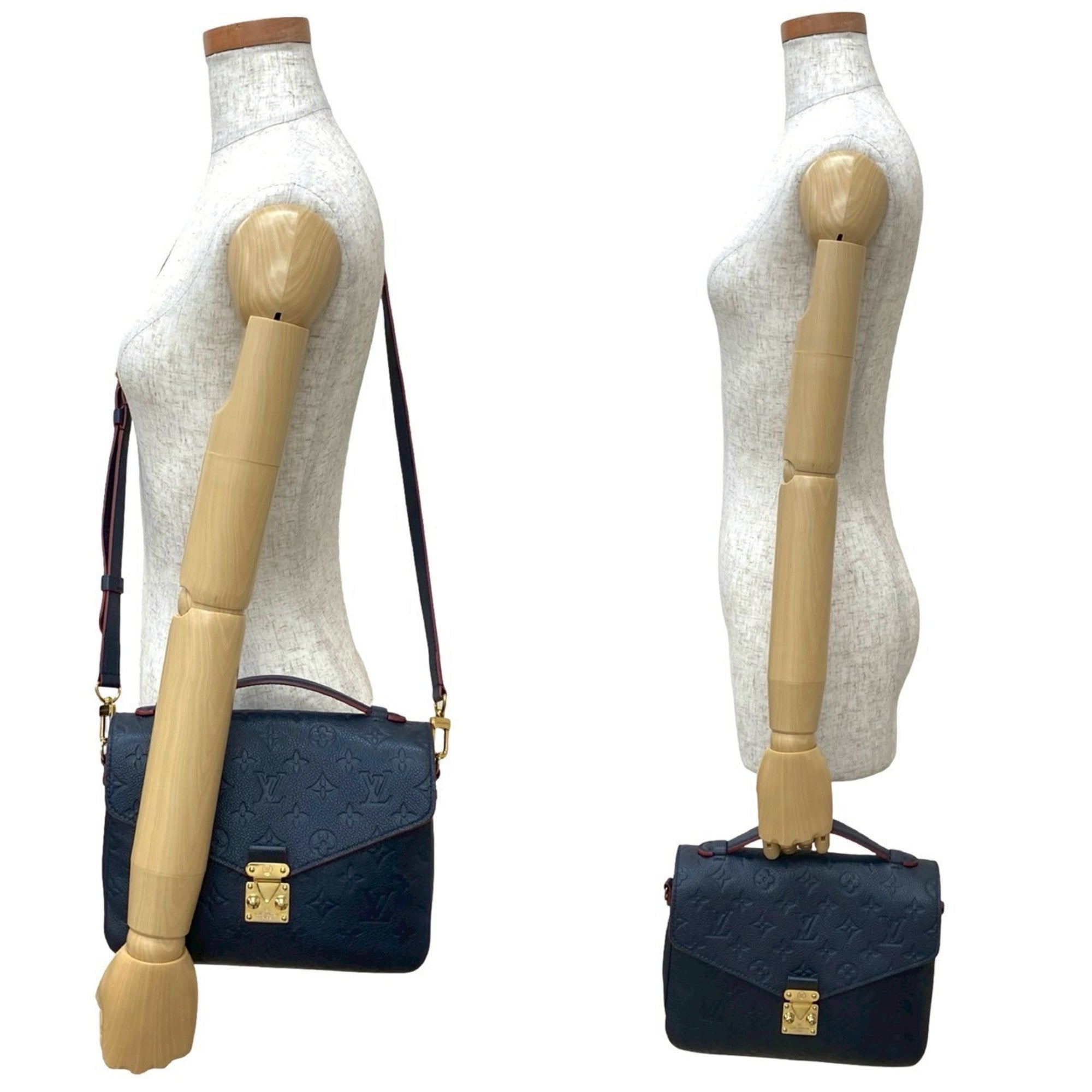 Louis Vuitton Navy Red Color Leather Handbag Shoulder Bag