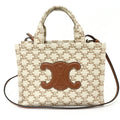 Celine Beige Brown Canvas Leather Tote Bag