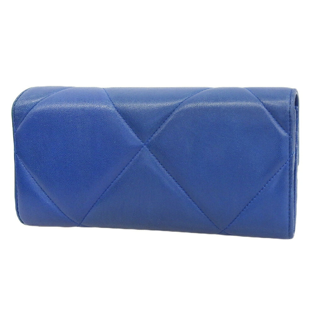 Chanel Blue Leather Long Wallet (Bi-Fold)