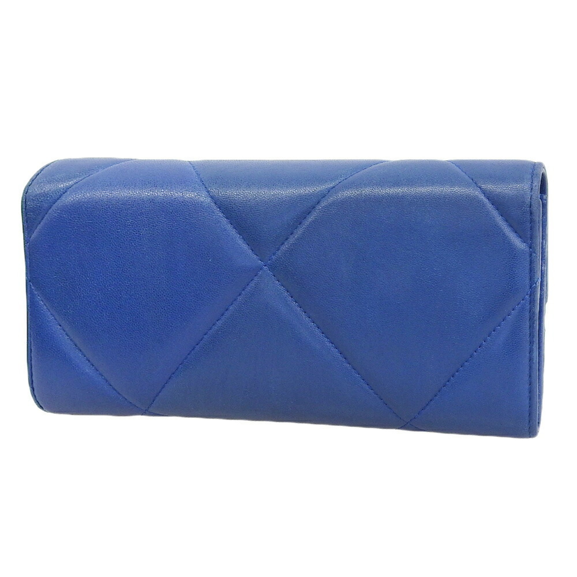 Chanel Blue Leather Long Wallet (Bi-Fold)