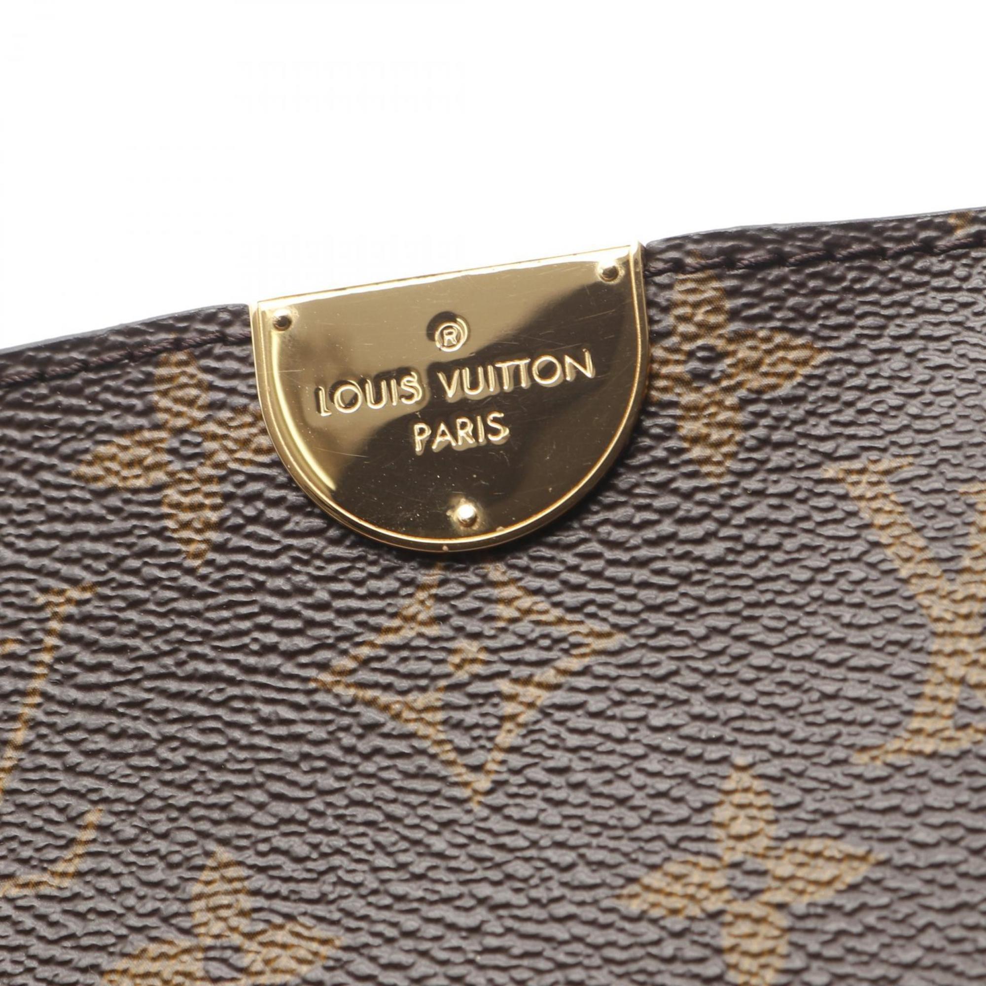 Louis Vuitton Black Brown Monogram Coated Canvas Leather Tote Bag