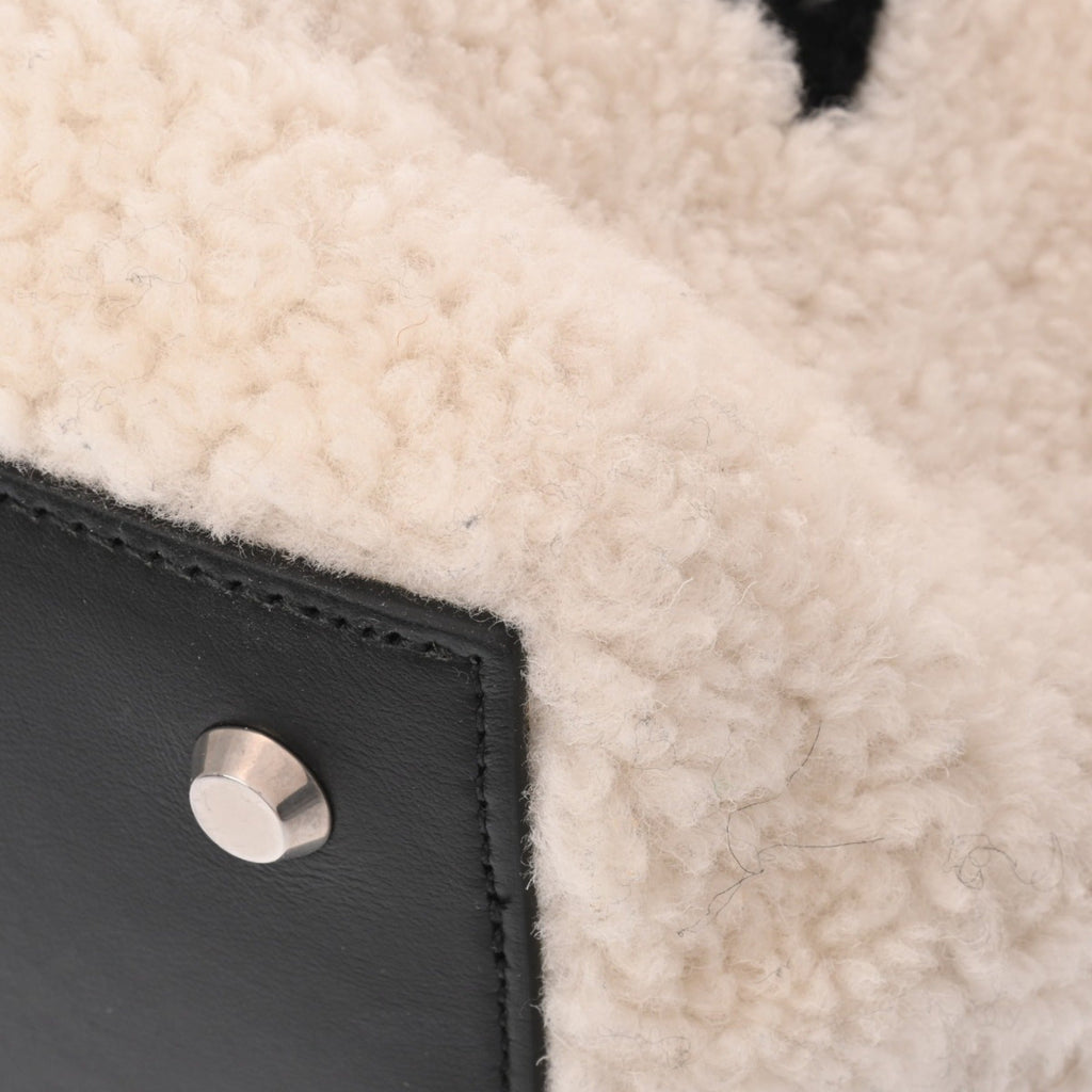 Balenciaga Black White Leather Tote