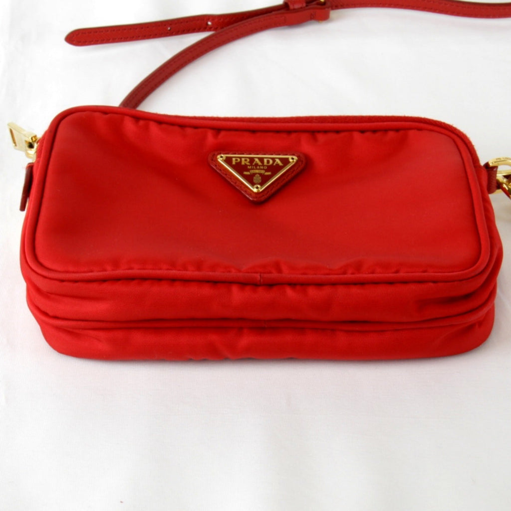 Prada Red Color Nylon Shoulder Bag