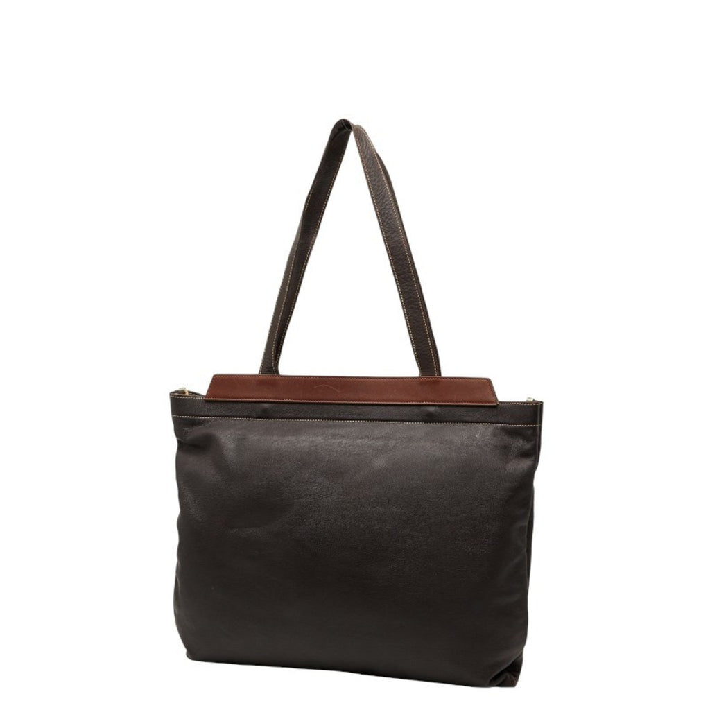 Gucci Brown Leather Shoulder Bag Tote Bag (Pre-Owned)