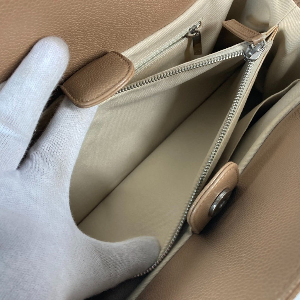 Chanel Beige Grained Calfskin Shoulder Bag Tote Bag
