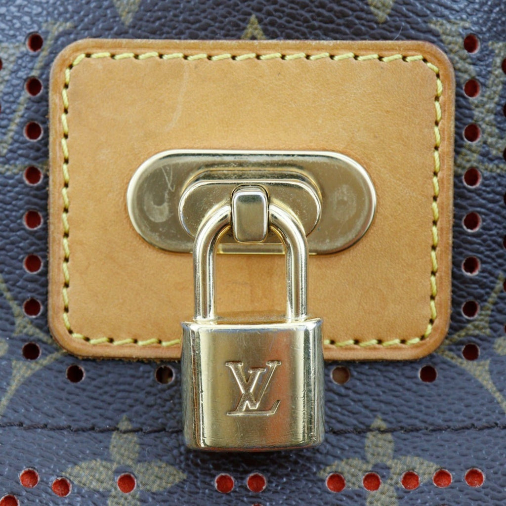 Louis Vuitton Brown Galle Orange Monogram Perforated Shoulder Bag