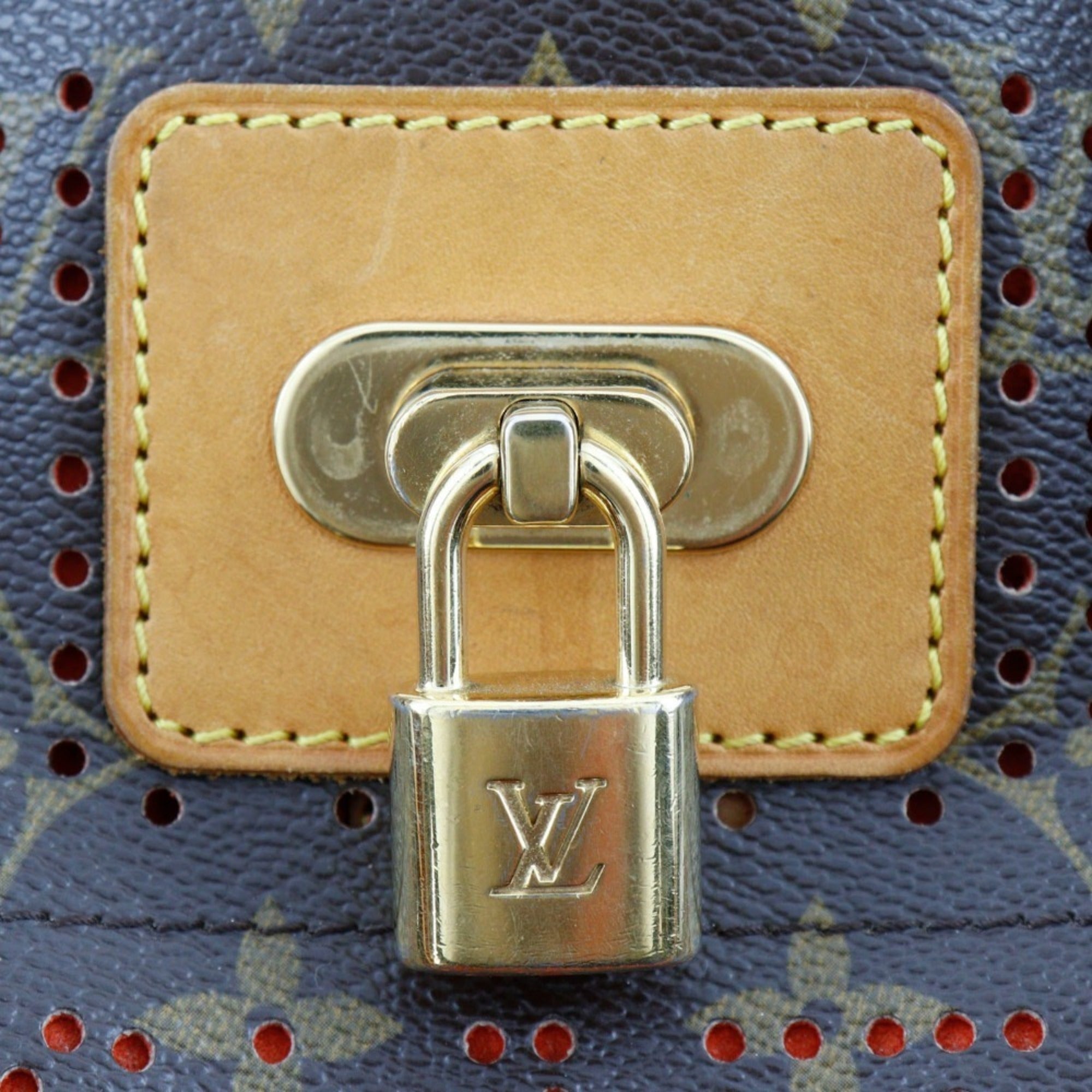 Louis Vuitton Brown Galle Orange Monogram Perforated Shoulder Bag