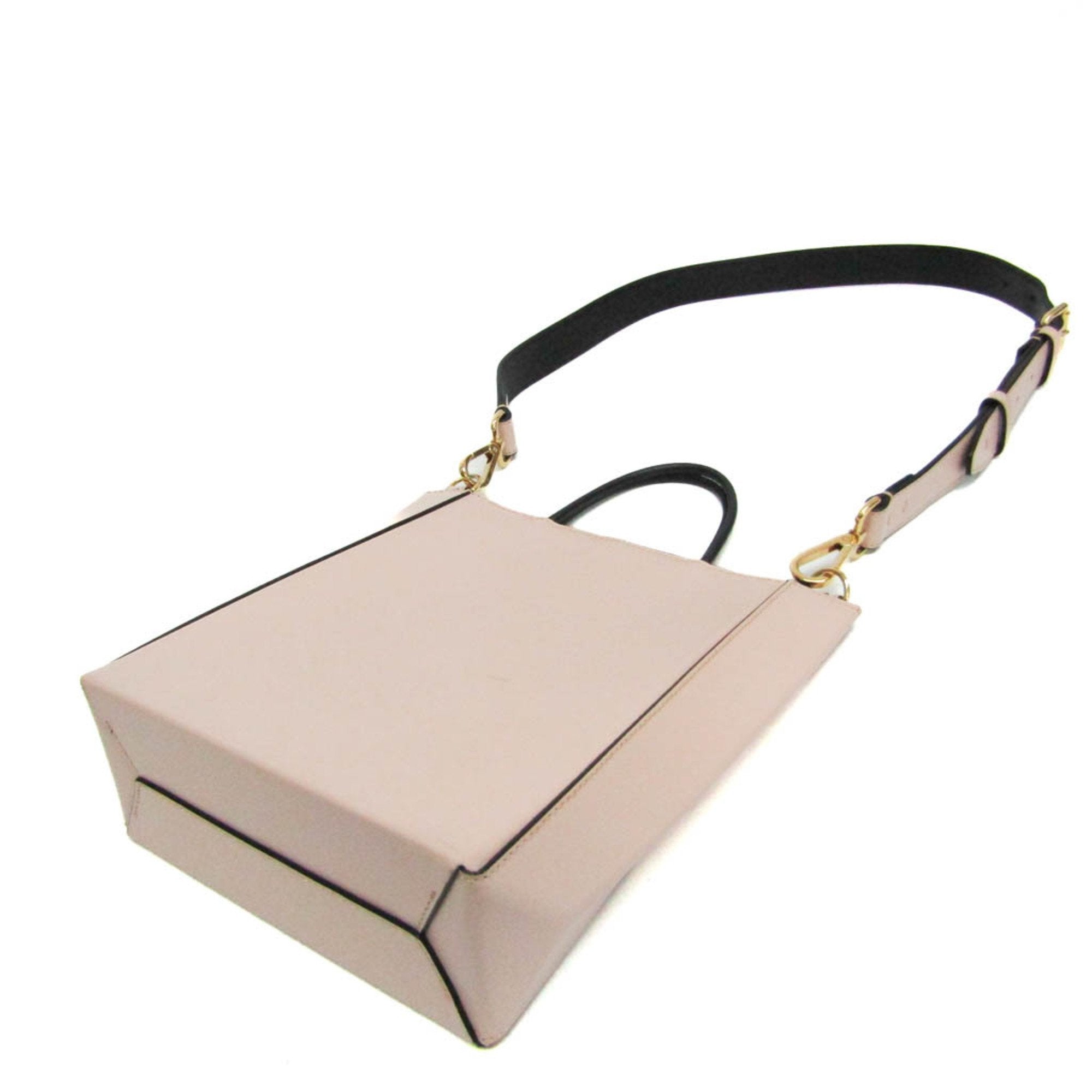 Fendi Black Light Beige Light Pink Leather Handbag Shoulder Bag