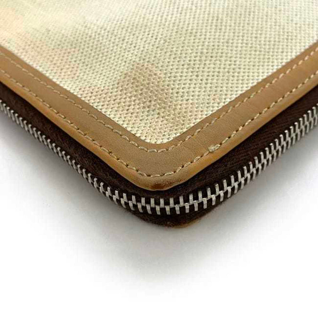 Balenciaga Beige White Canvas Leather Clutch Bag Hand