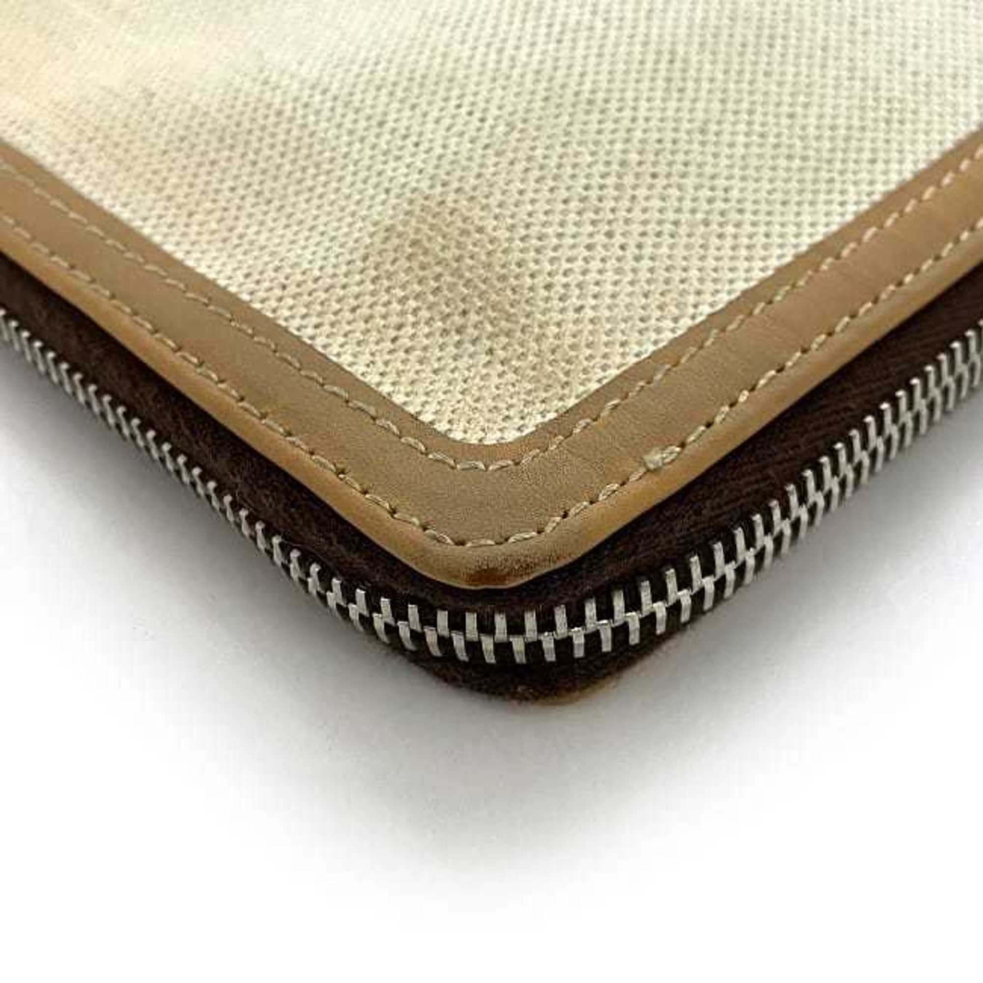 Balenciaga Beige White Canvas Leather Clutch Bag Hand