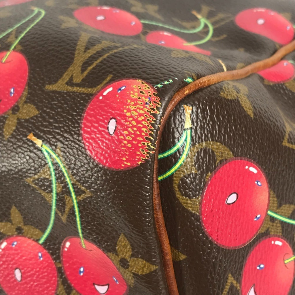 Louis Vuitton Brown Monogram Cherry Red Color Monogram Boston Bag