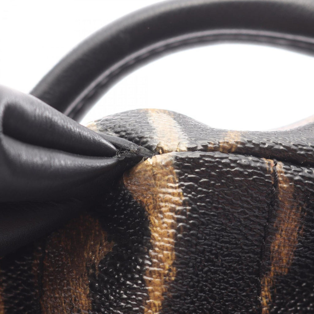Louis Vuitton Black Brown Coated Canvas Leather Backpack
