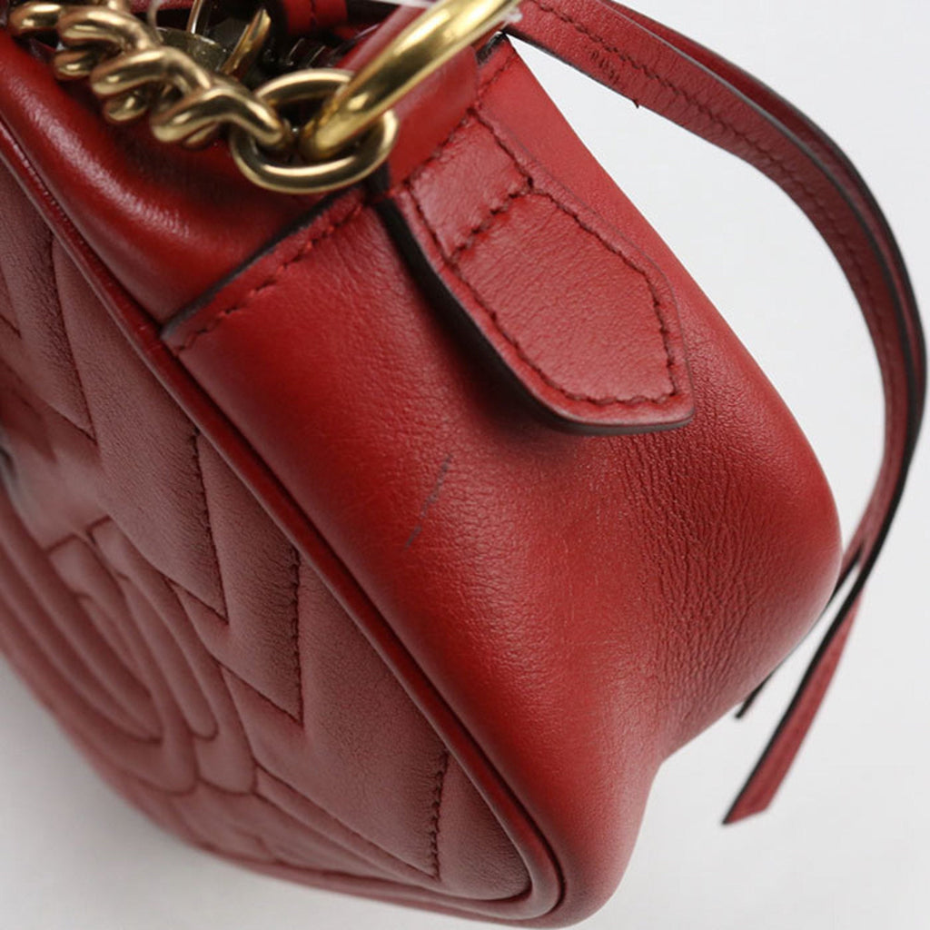 Gucci Red Color Leather Shoulder Bag (Pre-Owned)