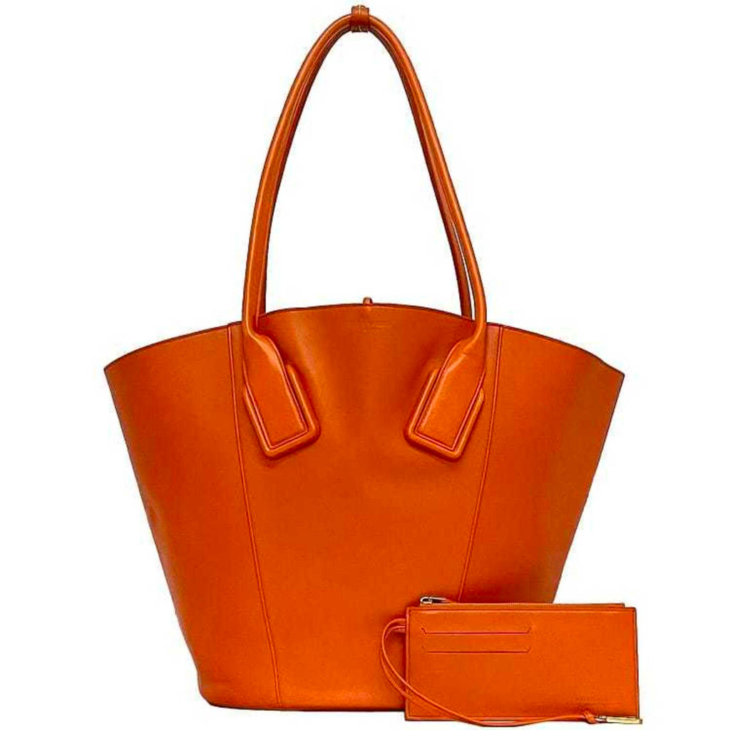 Bottega Veneta Orange Leather Basket Tote Bag